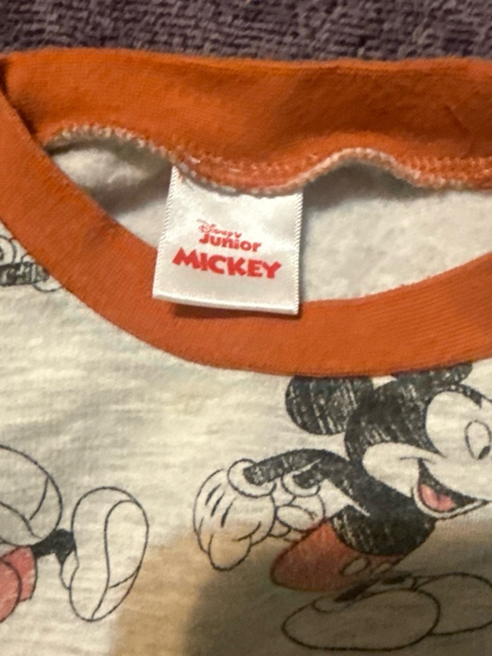 Disney Mickey Kids Sweater Orange Trim with Black and White Print